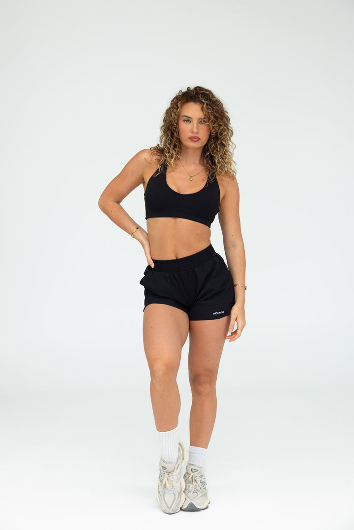 ALL DAY RACER BACK CROP - BLACK