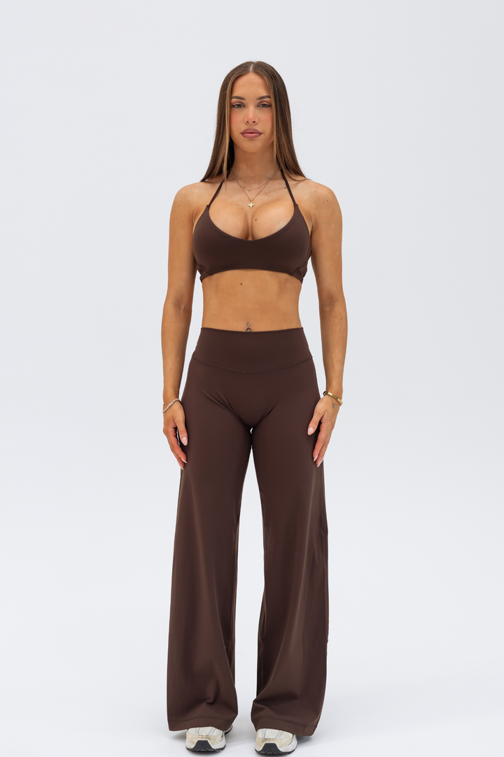 STRAIGHT LEG PANTS - DARK BROWN
