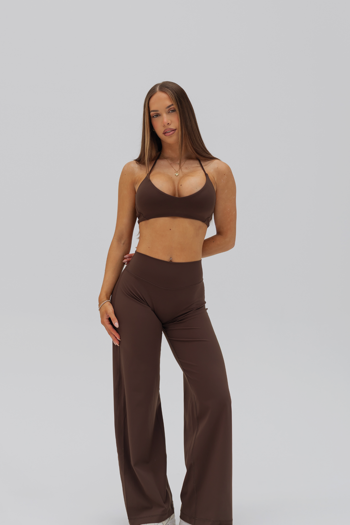 STRAIGHT LEG PANTS - DARK BROWN