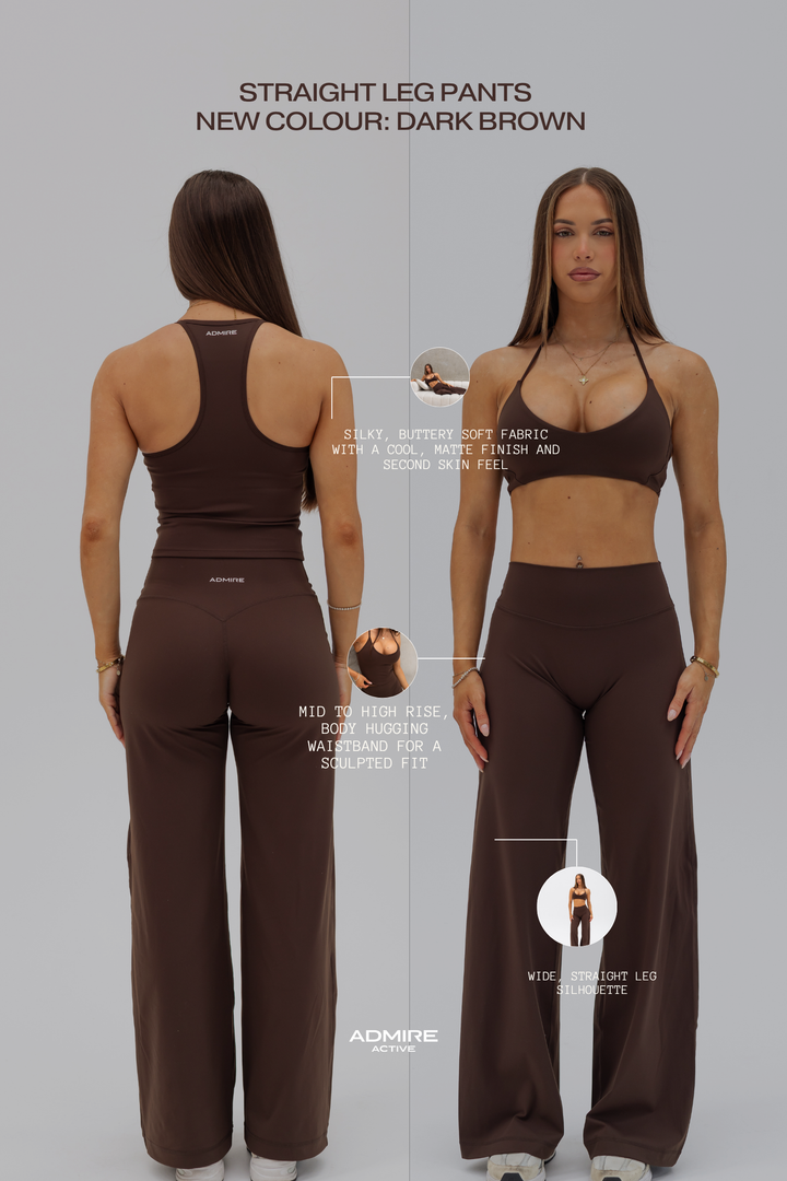 STRAIGHT LEG PANTS - DARK BROWN