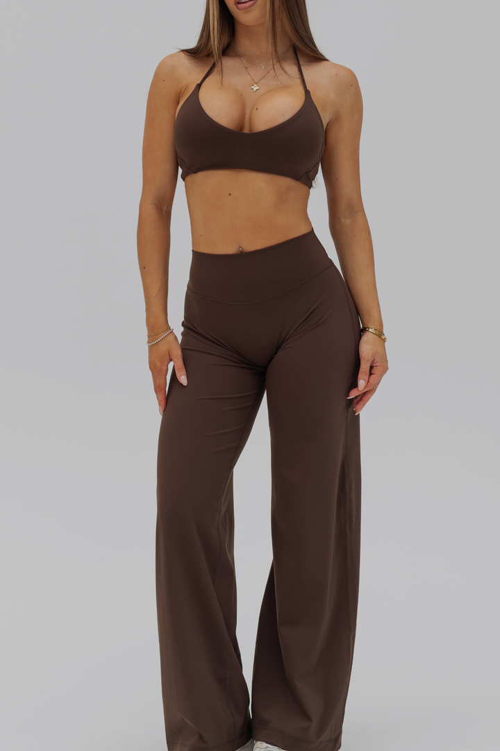STRAIGHT LEG PANTS - DARK BROWN
