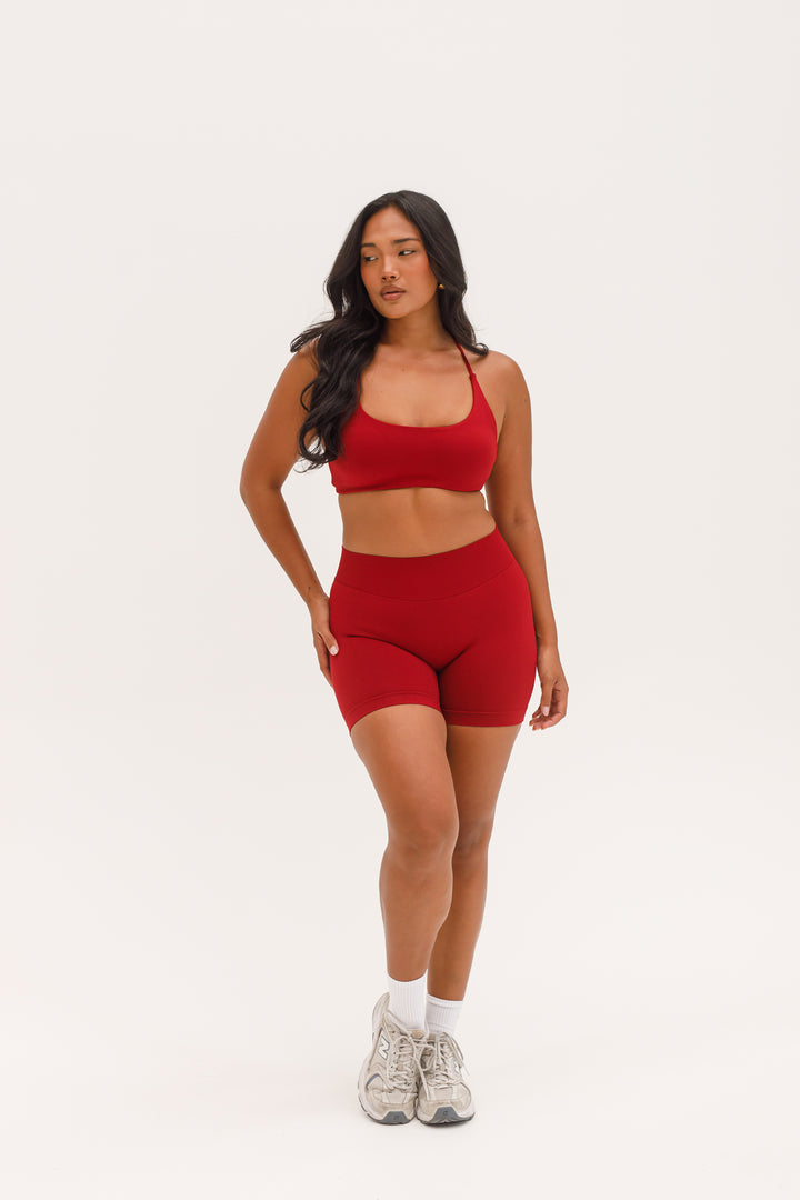 CONTOUR TWIST CROP - CHERRY RED