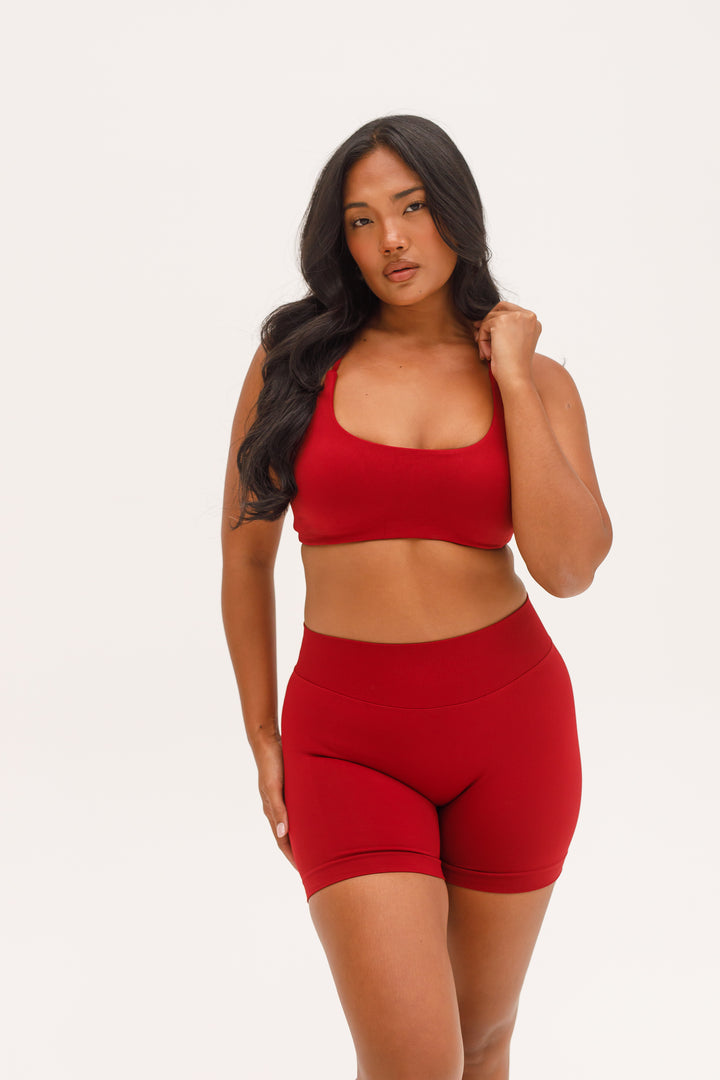 CONTOUR TWIST CROP - CHERRY RED