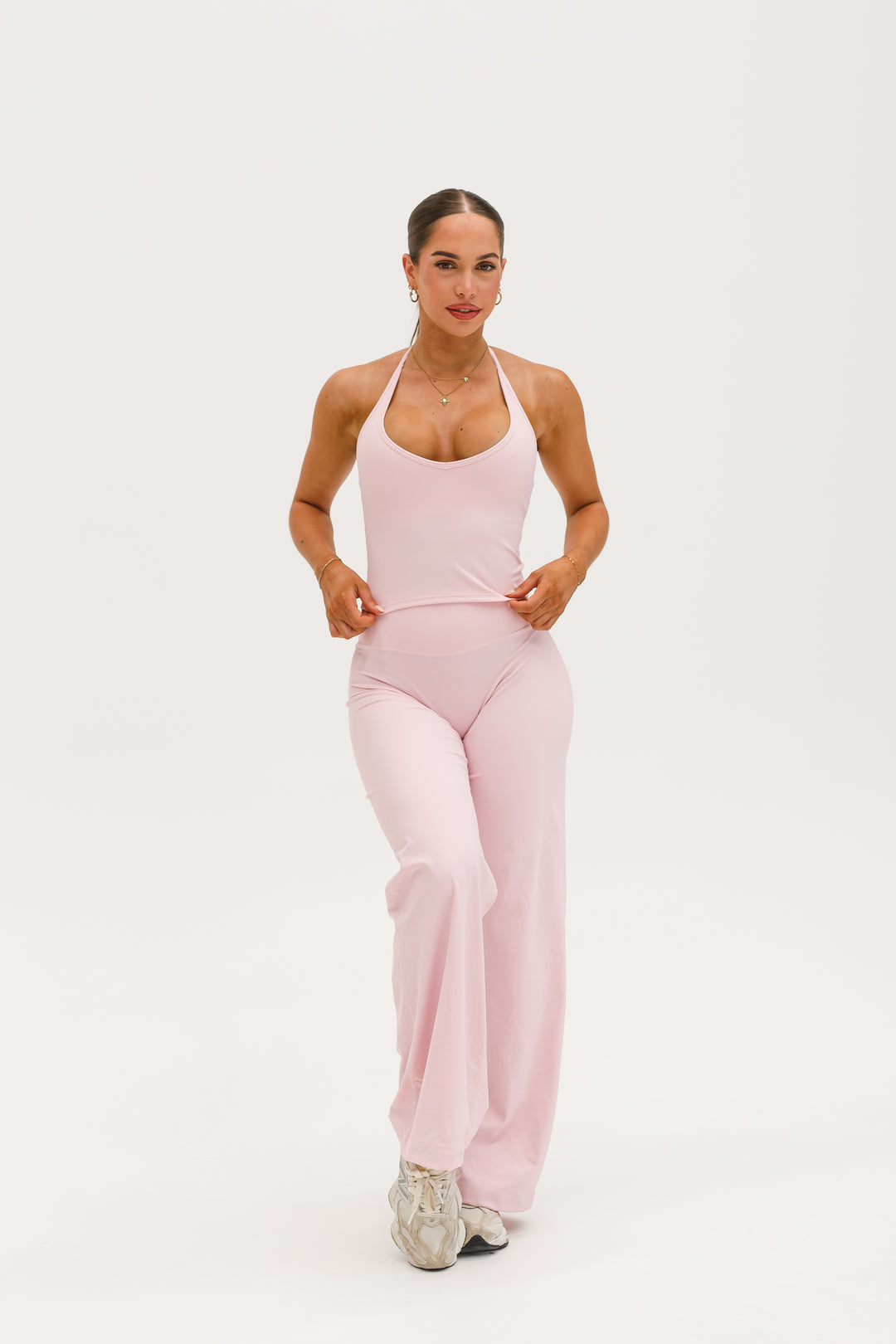 HAILEY HALTER TANK - BLUSH PINK