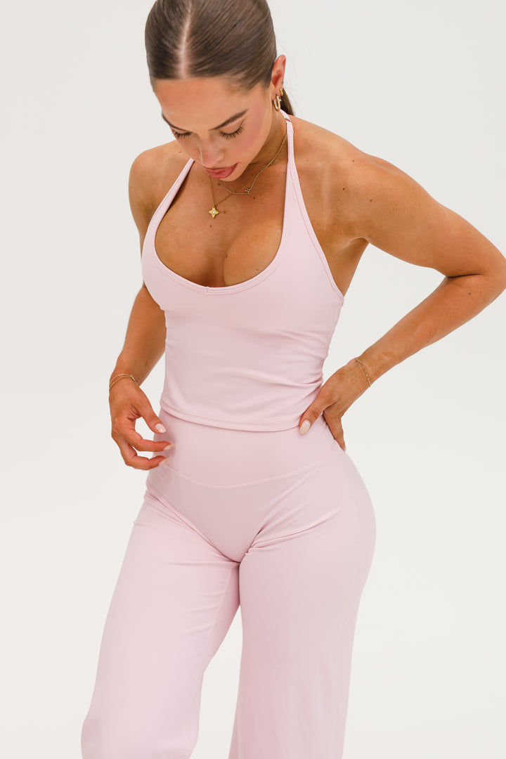 HAILEY HALTER TANK - BLUSH PINK